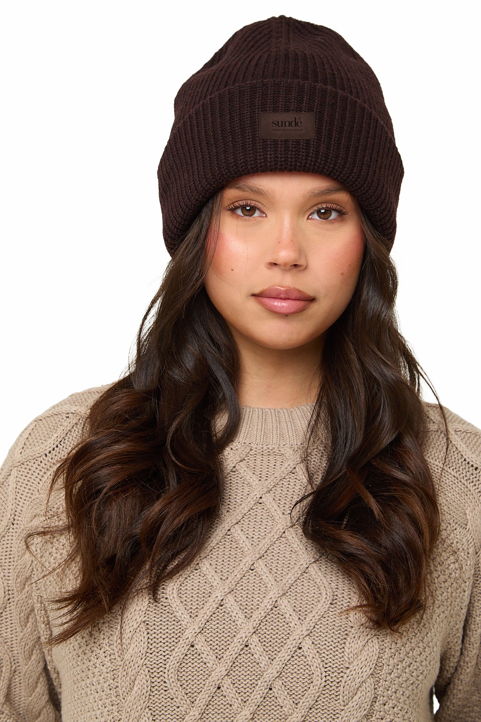 Espresso Chunky Ribbed Beanie -Sunde - sundé