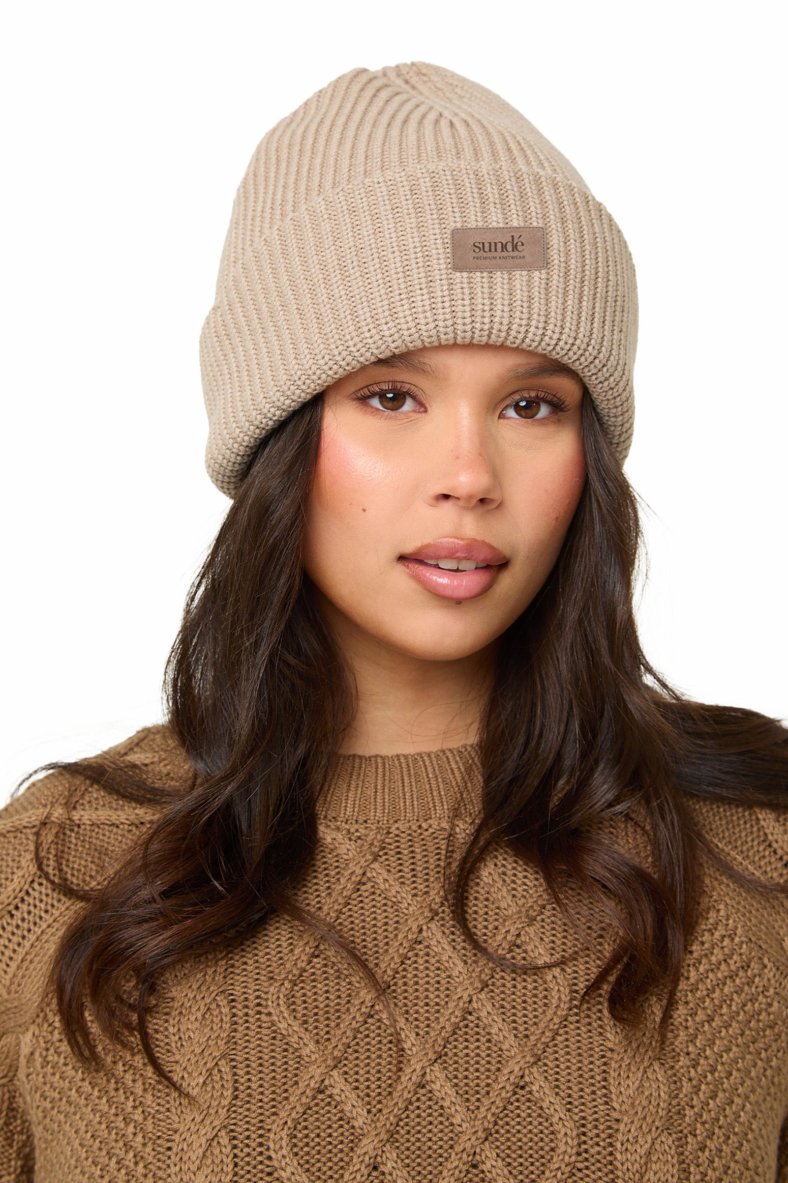 Mink Chunky Ribbed Beanie -Sunde - sundé