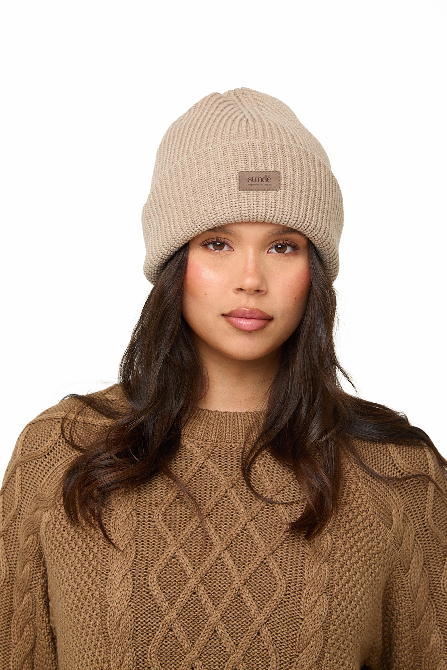 Mink Chunky Ribbed Beanie -Sunde - sundé