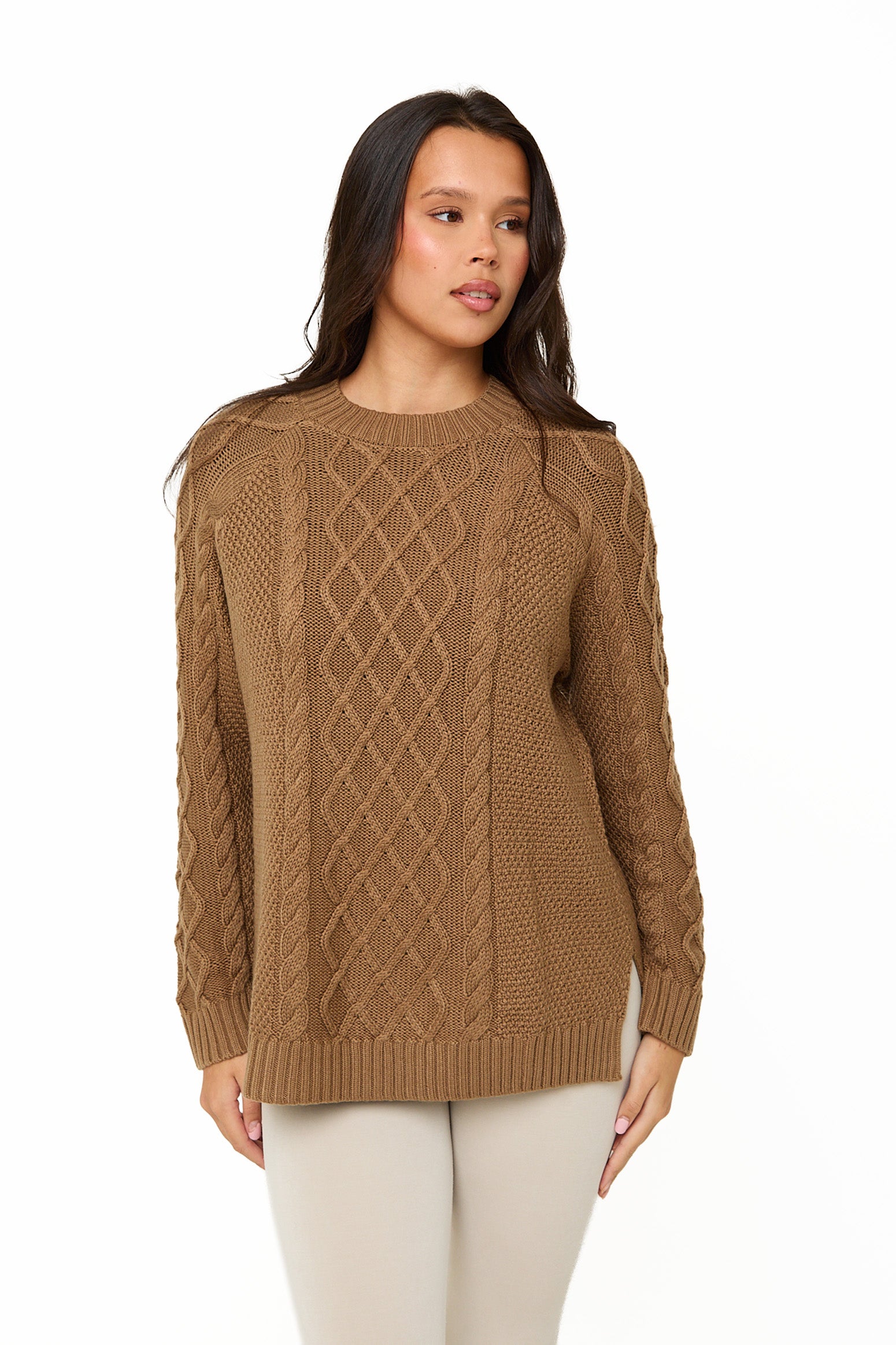Camel Knitted Cable Jumper - Sunde - sundé