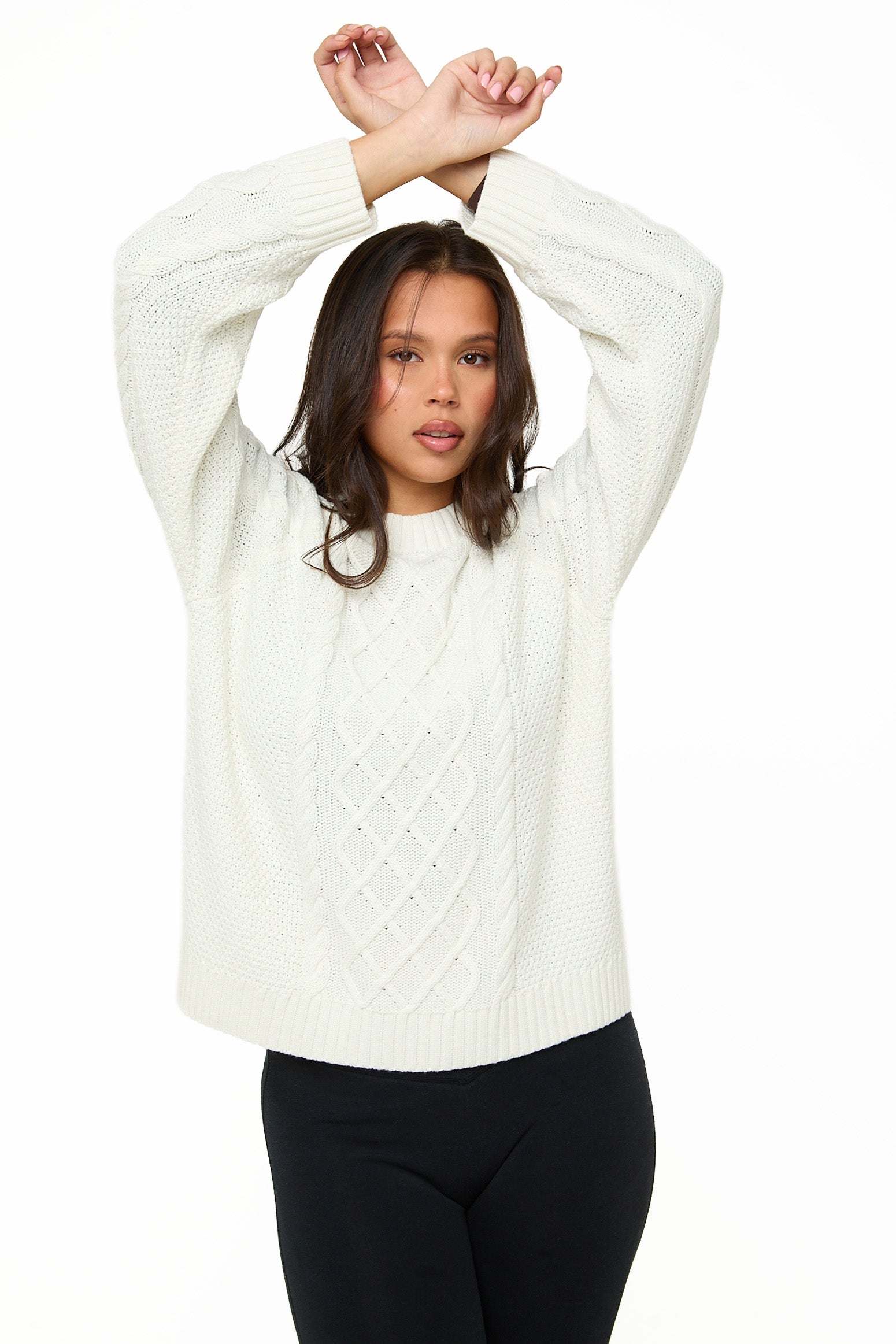 Cream Knitted Cable Jumper - Sunde - sundé