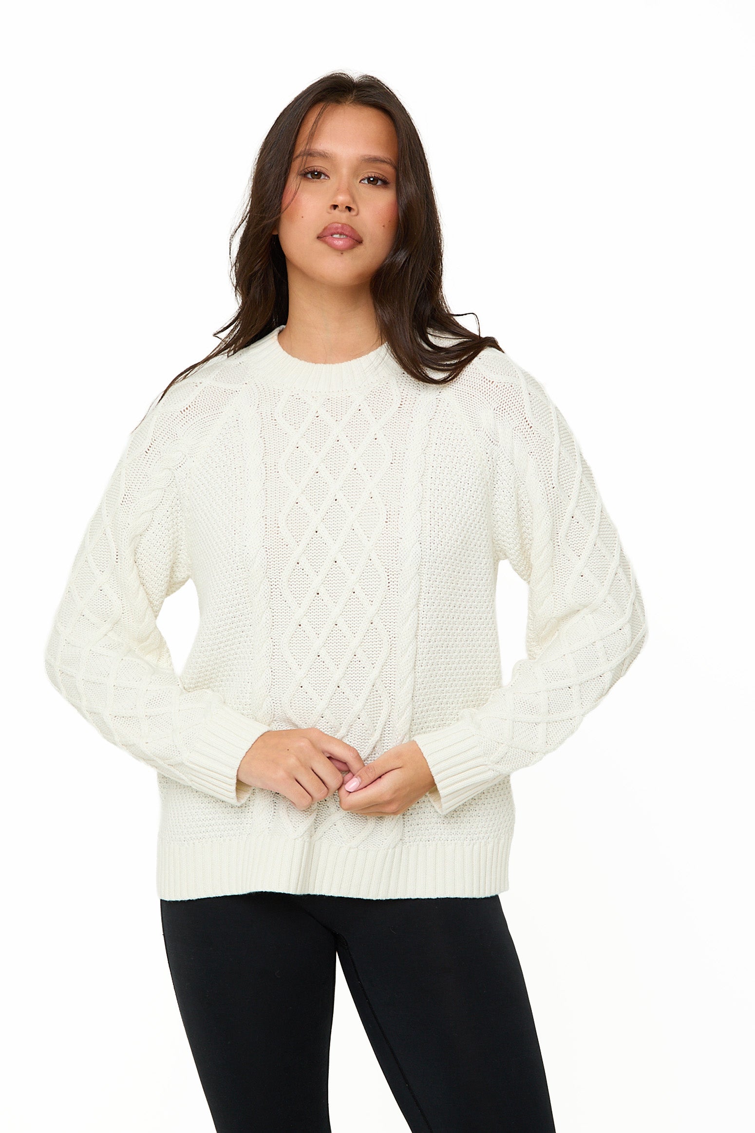 Cream Knitted Cable Jumper - Sunde - sundé
