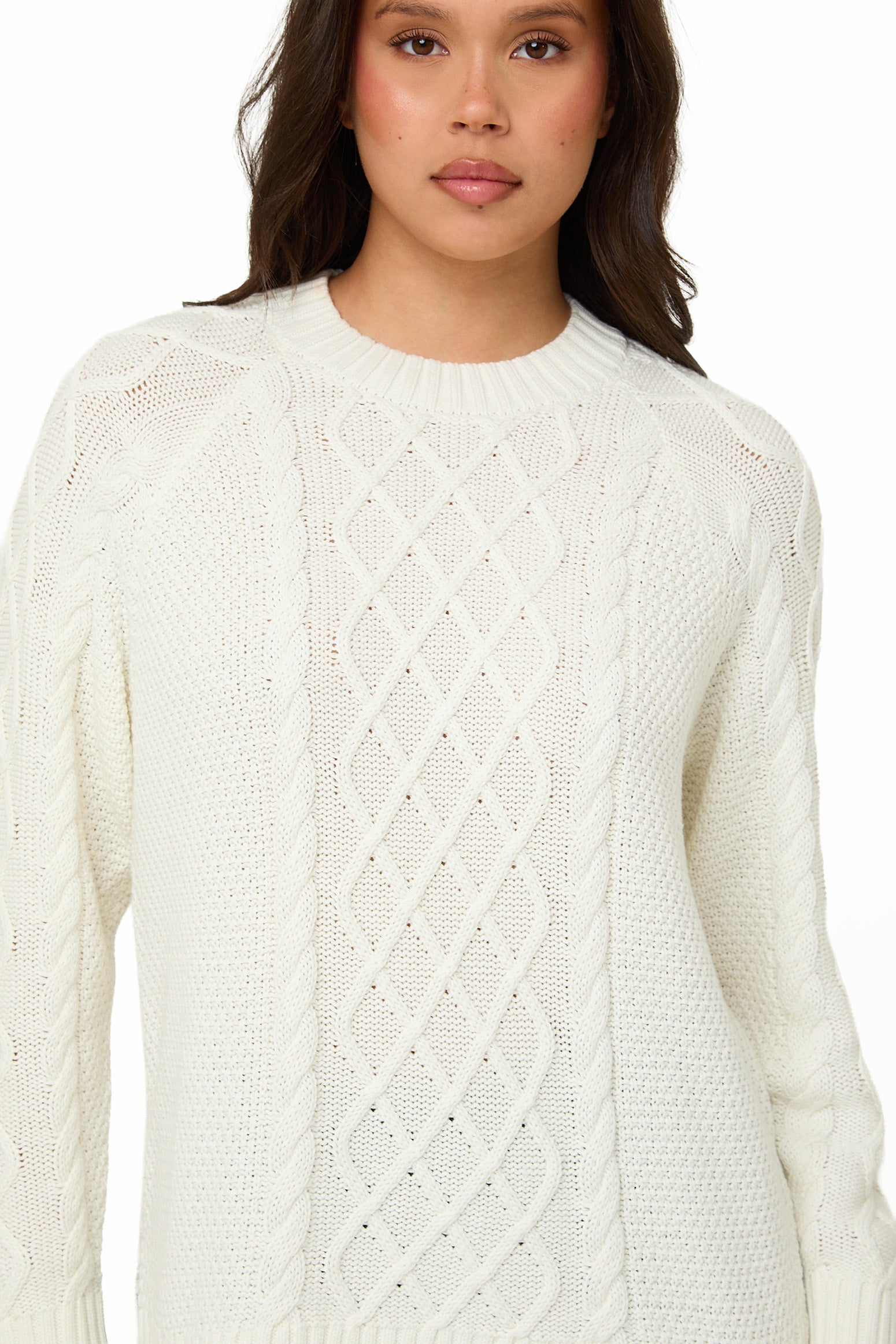 Cream Knitted Cable Jumper - Sunde - sundé
