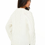 Cream Knitted Cable Jumper - Sunde - sundé