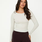 Lyocell Basic Long Sleeve Top - Coconut Cream- Sunde - sundé