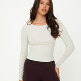 Lyocell Basic Long Sleeve Top - Coconut Cream- Sunde - sundé