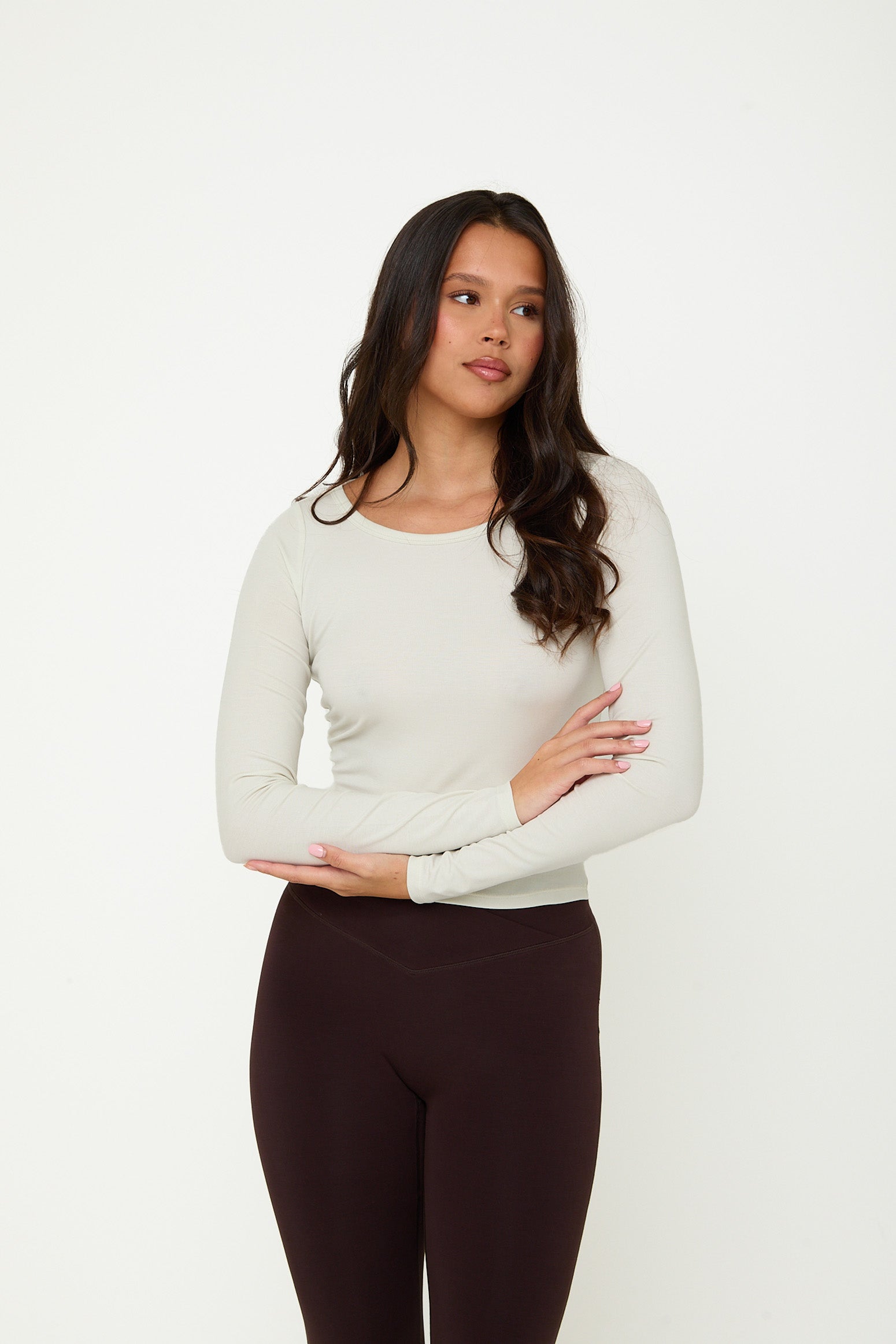 Lyocell Basic Long Sleeve Top - Coconut Cream- Sunde