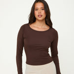 Lyocell Basic Long Sleeve Top - Espresso- Sunde - sundé