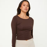 Lyocell Basic Long Sleeve Top - Espresso- Sunde - sundé