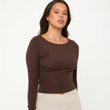 Lyocell Basic Long Sleeve Top - Espresso- Sunde - sundé