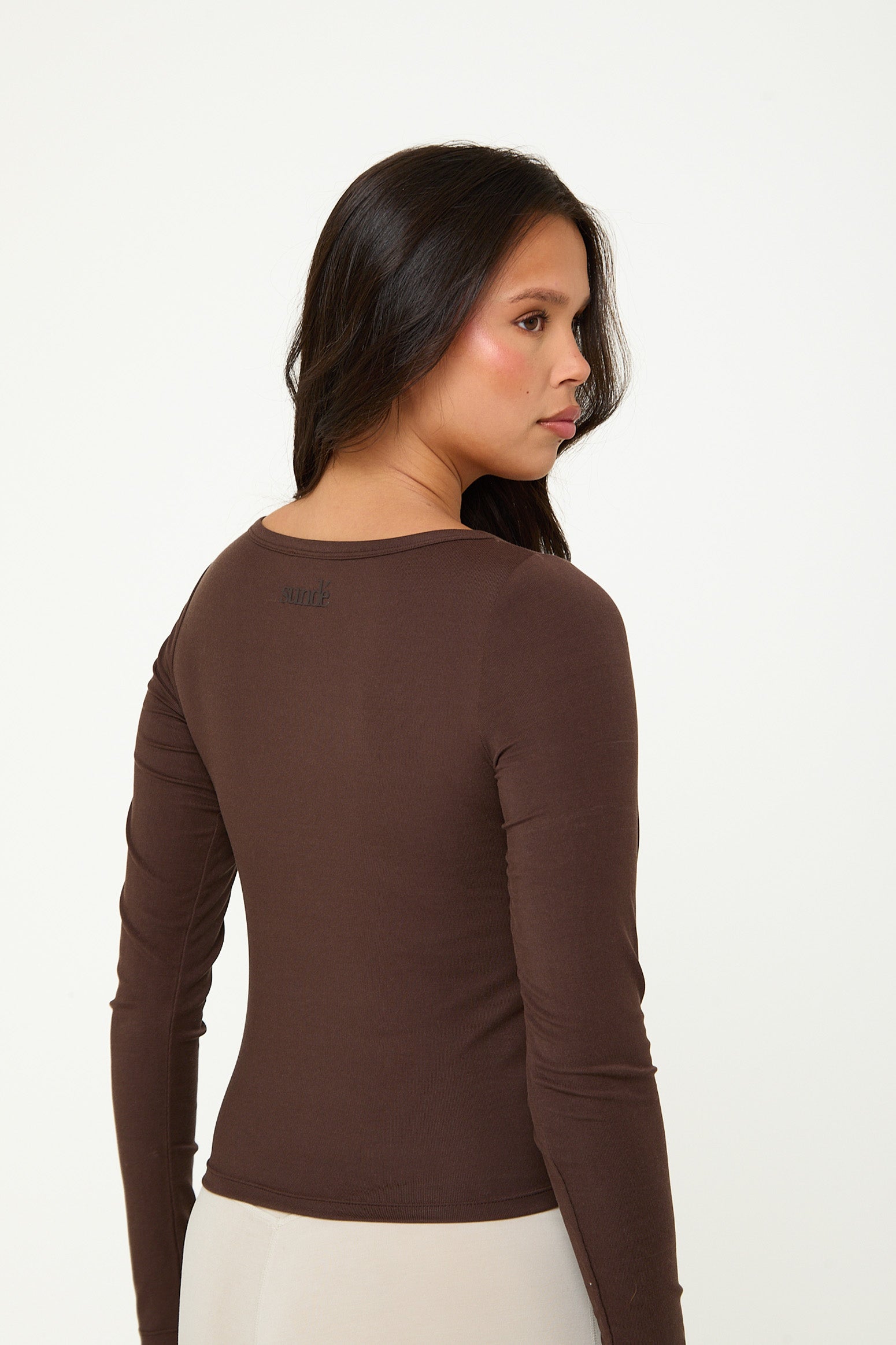 Lyocell Basic Long Sleeve Top - Espresso- Sunde - sundé