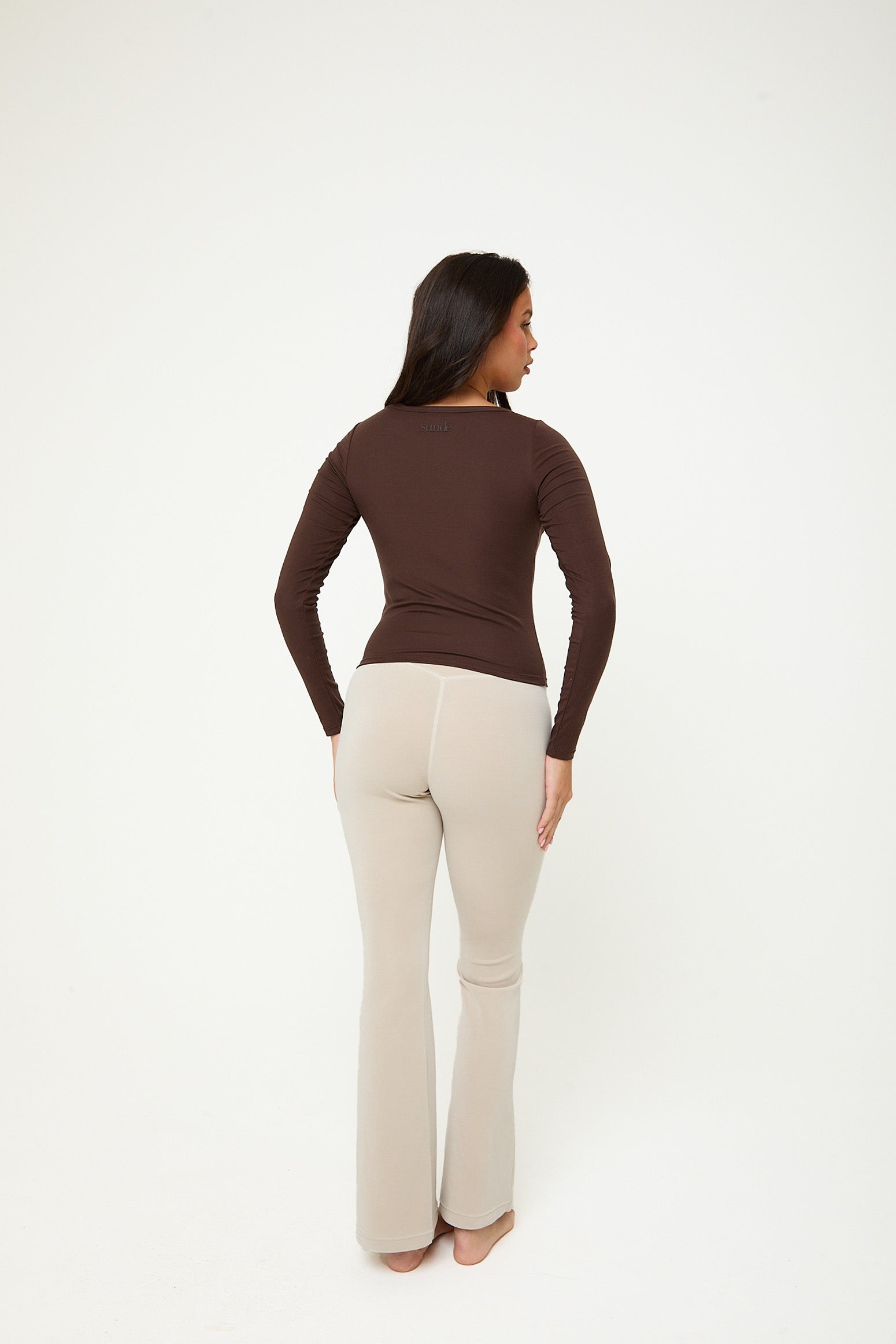 Lyocell Basic Long Sleeve Top - Espresso- Sunde