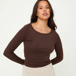 Lyocell Basic Long Sleeve Top - Espresso- Sunde - sundé