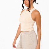 Modal Ribbed Racer Vest - Latte - Sunde
