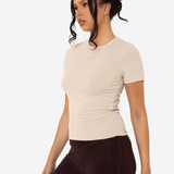 Modal Ribbed Basic T-Shirt - Latte- Sunde