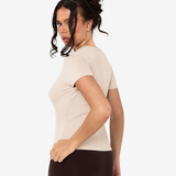 Modal Ribbed Basic T-Shirt - Latte- Sunde