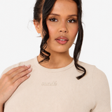 Modal Ribbed Basic T-Shirt - Latte- Sunde
