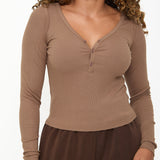 Modal Ribbed Long Sleeve Basic - Cinnamon - sundé