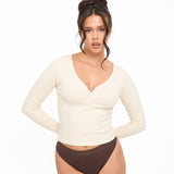 Modal Ribbed Long Sleeve Basic - Almond - sundé