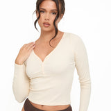 Modal Ribbed Long Sleeve Basic - Almond - sundé