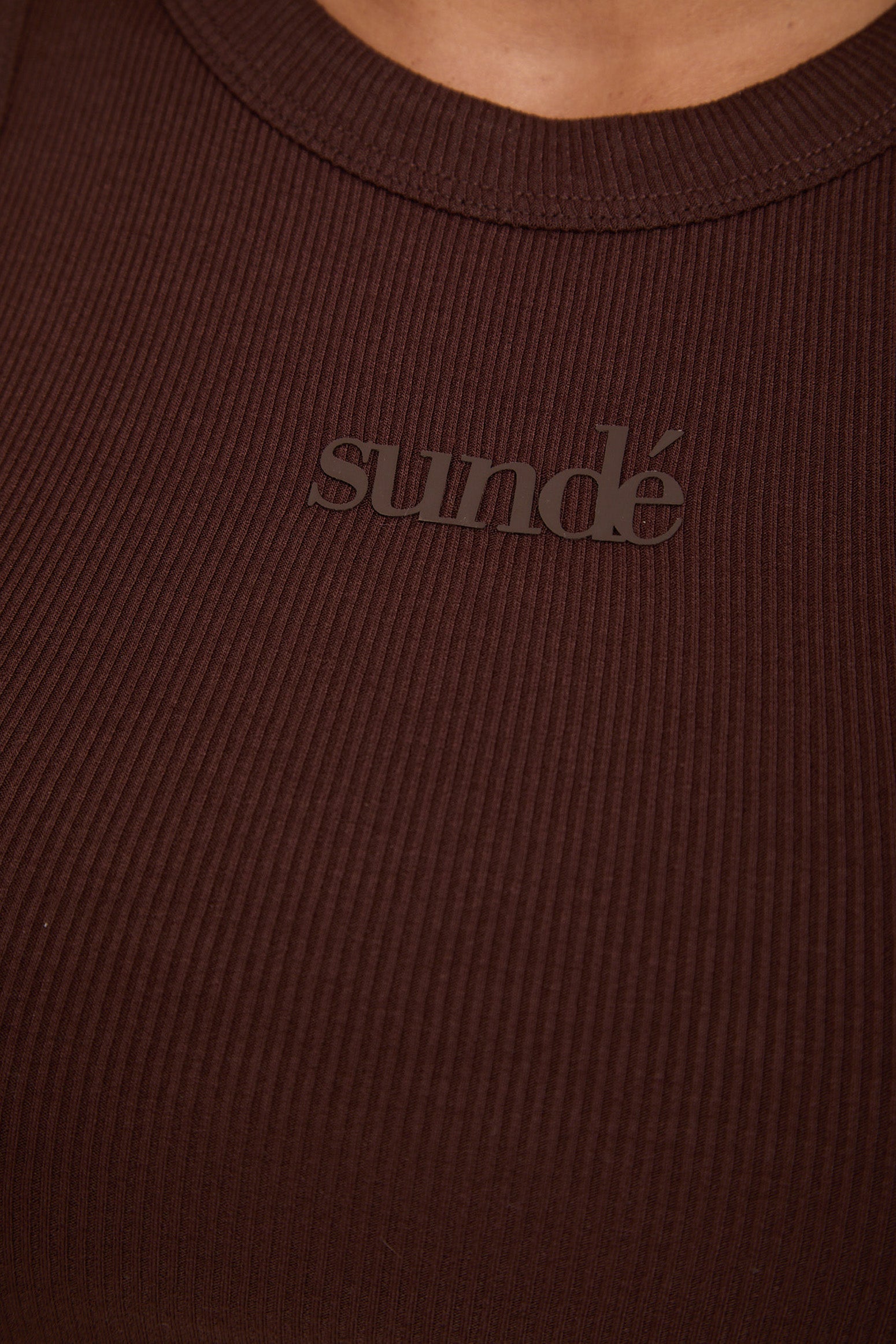 Modal Ribbed Racer Vest - Chocolate - Sunde - sundé