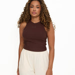 Modal Ribbed Racer Vest - Chocolate - Sunde - sundé