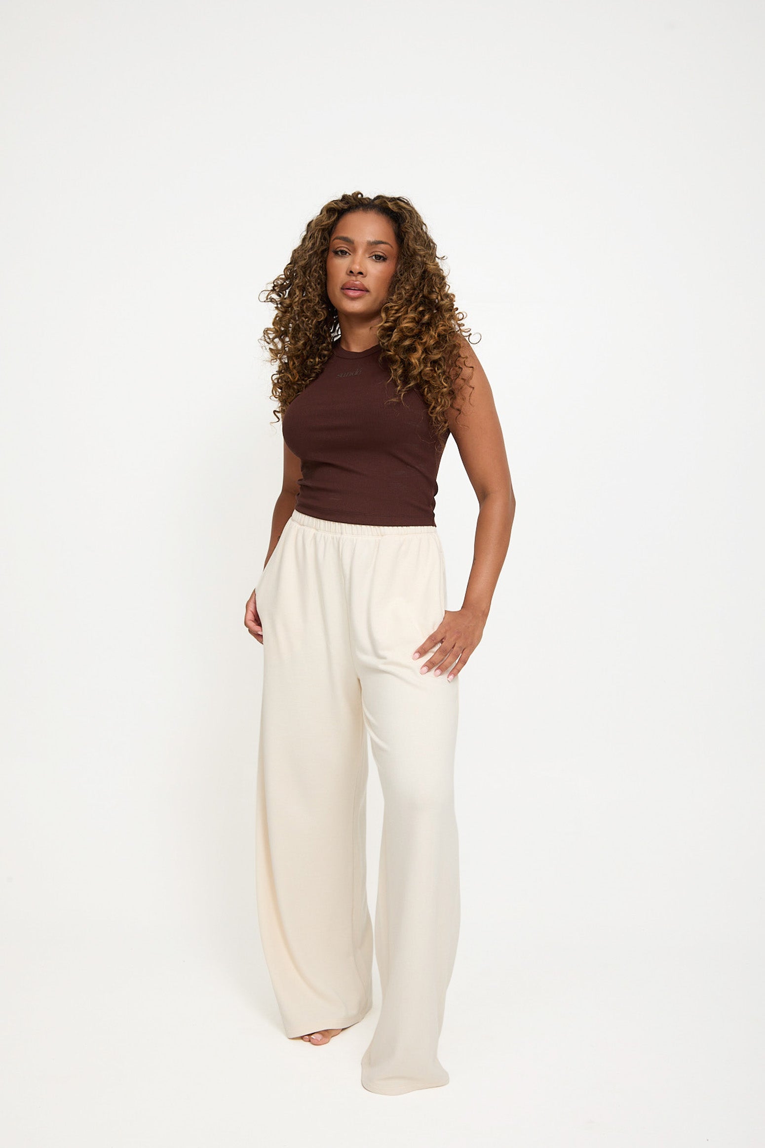 Modal Ribbed Racer Vest - Chocolate - Sunde - sundé