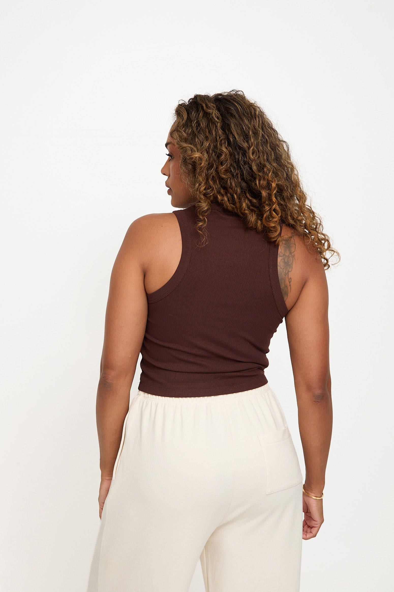 Modal Ribbed Racer Vest - Chocolate - Sunde - PRE ORDER