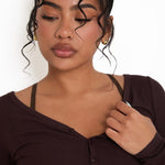 Modal Ribbed Long Sleeve Basic - Chocolate - sundé
