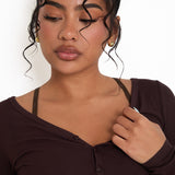 Modal Ribbed Long Sleeve Basic - Chocolate - sundé