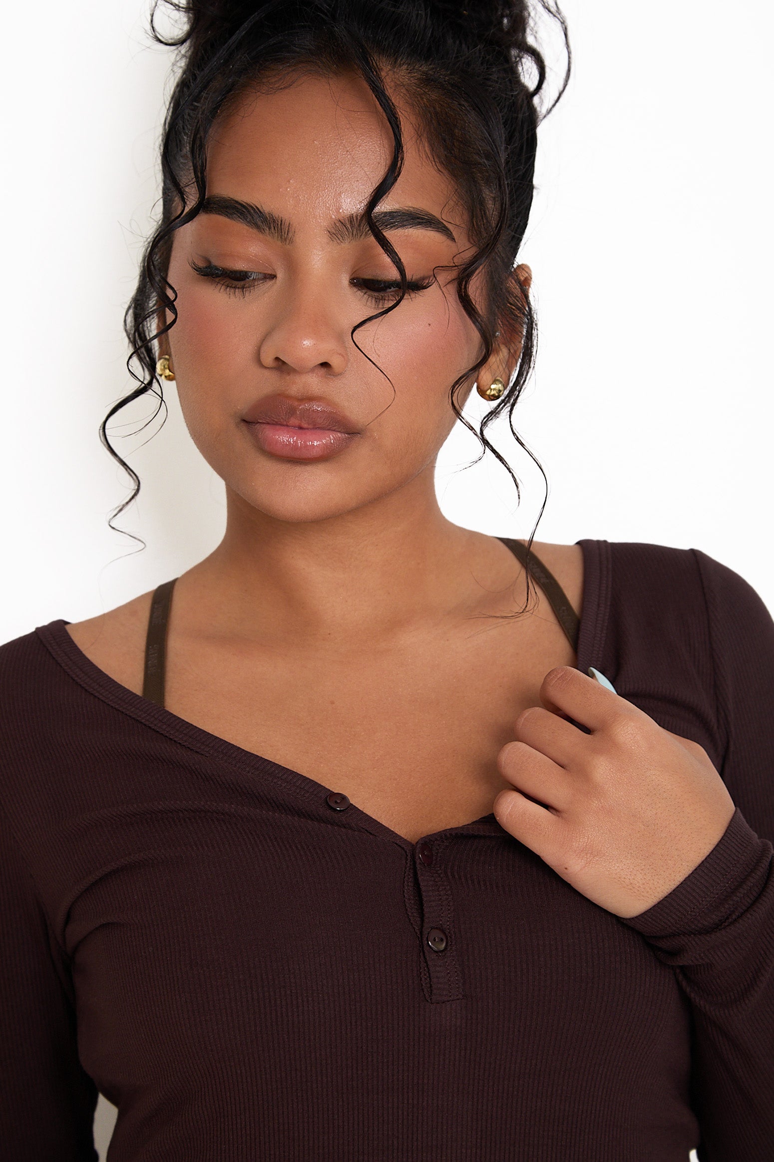 Modal Ribbed Long Sleeve Basic - Chocolate - sundé