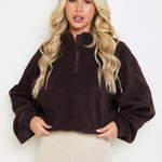 Oversized ¼ Zip Teddybear Fleece - Espresso - sundé