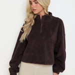 Oversized ¼ Zip Teddybear Fleece - Espresso - sundé