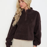 Oversized ¼ Zip Teddybear Fleece - Espresso - sundé
