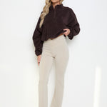 Oversized ¼ Zip Teddybear Fleece - Espresso - sundé