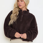 Oversized ¼ Zip Teddybear Fleece - Espresso - sundé