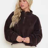 Oversized ¼ Zip Teddybear Fleece - Espresso - sundé