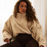 Oversized ¼ Zip Teddybear Fleece - Latte - sundé
