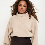 Oversized ¼ Zip Teddybear Fleece - Latte - sundé