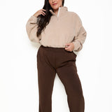 Oversized ¼ Zip Teddybear Fleece - Latte - sundé