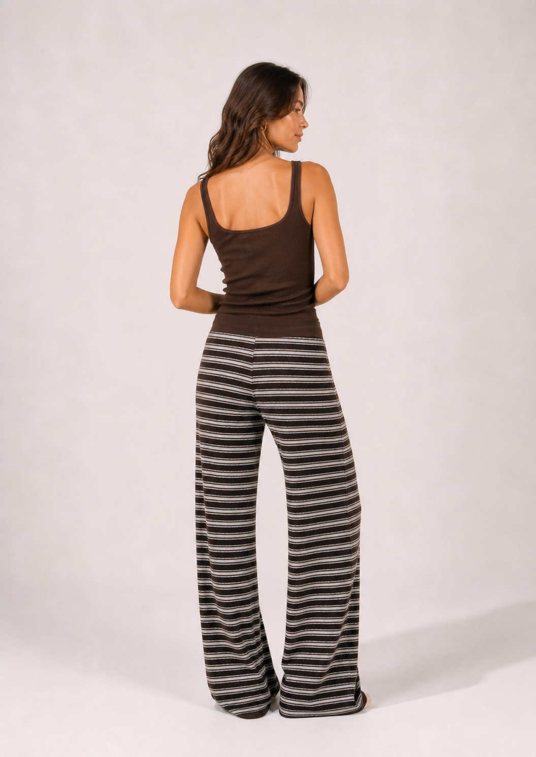 Pre Order - Thea Knitted Lounge Trousers - Brown Blue