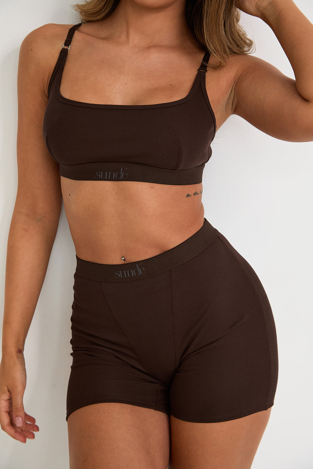 Cotton Lyocell Ribbed Girl Boxer  - Chocolate - Sunde