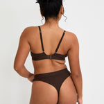 Cotton Lyocell Ribbed Triangle Bralet  - Chocolate - Sunde - sundé