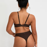 Cotton Lyocell Ribbed Triangle Bralet  - Chocolate - Sunde - sundé