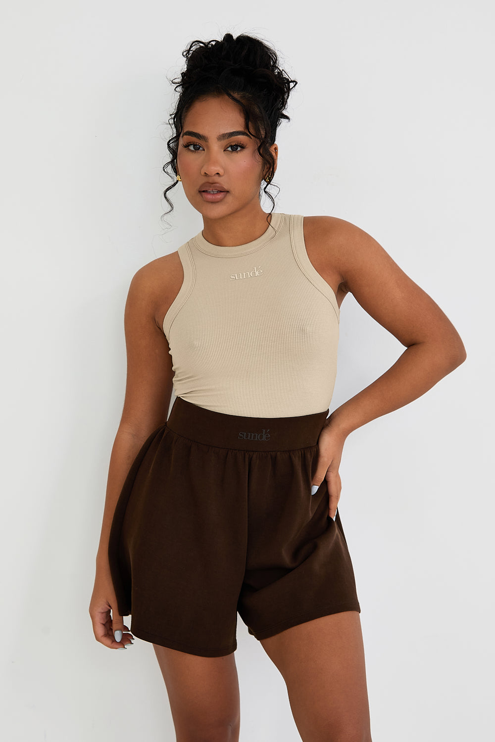 Modal Ribbed Racer Vest - Latte - Sunde