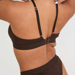 Pair your bralet with our matching Cotton Lyocel Ribbed Thong for a complete look of effortless elegance. The thong offers minimal coverage with maximum comfort, featuring the same soft and breathable fabric blend. The ribbed texture and sleek design ensure a smooth fit under any garment, while the elastic waistband with our signature logo provides a secure yet gentle hold.