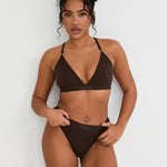 Cotton Lyocell Ribbed Triangle Bralet  - Chocolate - Sunde - sundé