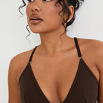 Cotton Lyocell Ribbed Triangle Bralet  - Chocolate - Sunde - sundé