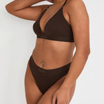 Cotton Lyocell Ribbed Triangle Bralet  - Chocolate - Sunde - sundé