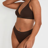 Cotton Lyocell Ribbed Triangle Bralet  - Chocolate - Sunde - sundé